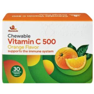 قرص جویدنی ویتامین C 500 میلی گرم ویتامین لایف طعم پرتقال 30 عددی