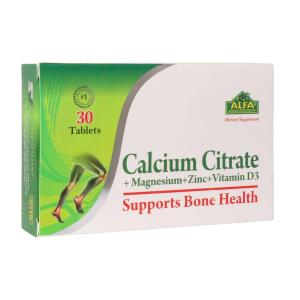 قرص کلسیم سیترات منیزیم زینک و ویتامین D3 آلفا ویتامینز 30 عددی