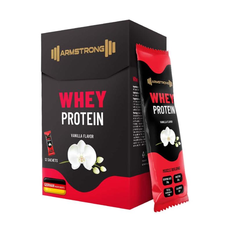 پودر وی پروتئین آرمسترانگ طعم وانیل ساشه 12 عددی