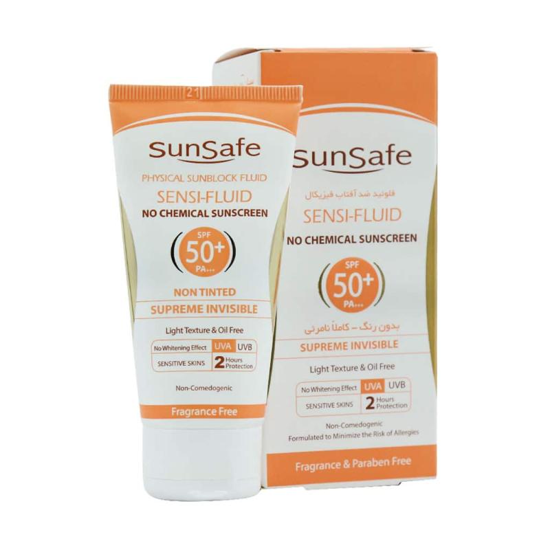 فلوئید ضد آفتاب SPF50+ فیزیکال سان سیف مناسب پوست ‌های حساس 50 میلی لیتر