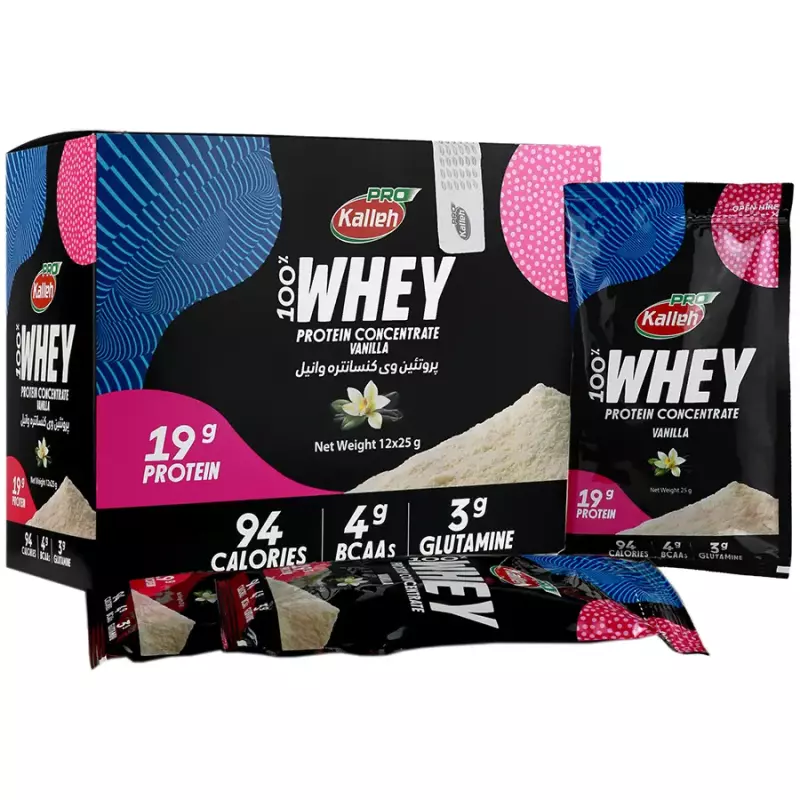 ساشه پروتئین وی 100 درصد کاله پرو طعم وانیل 12 ساشه 25 گرمی