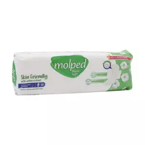 نوار بهداشتی ضخیم پنبه ای سایز بزرگ مولپد 10 عددی