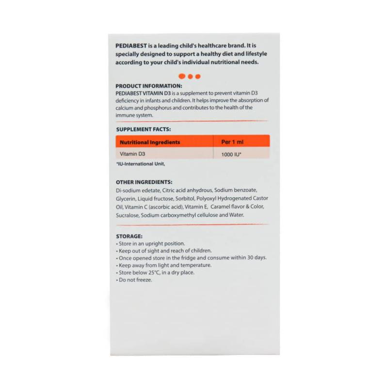 قطره ویتامین 1000 D3 پدیابست 30 میلی لیتر