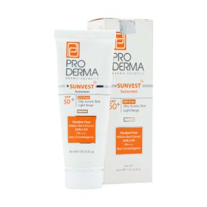 کرم ضد آفتاب فاقد چربی پرودرما SPF50 مناسب پوست های چرب و جوش دار ۴۰ میلی لیتر