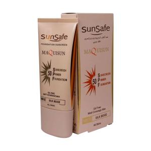 ضد آفتاب کرم پودری و پرایمری فاقد چربی SPF50 بژ ابریشمی