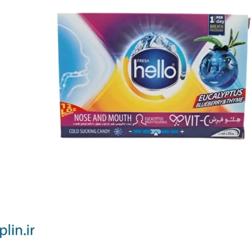 آبنبات اکالیپتوس هلو فرش  با طعم بلوبری و آویشن 12 عددی