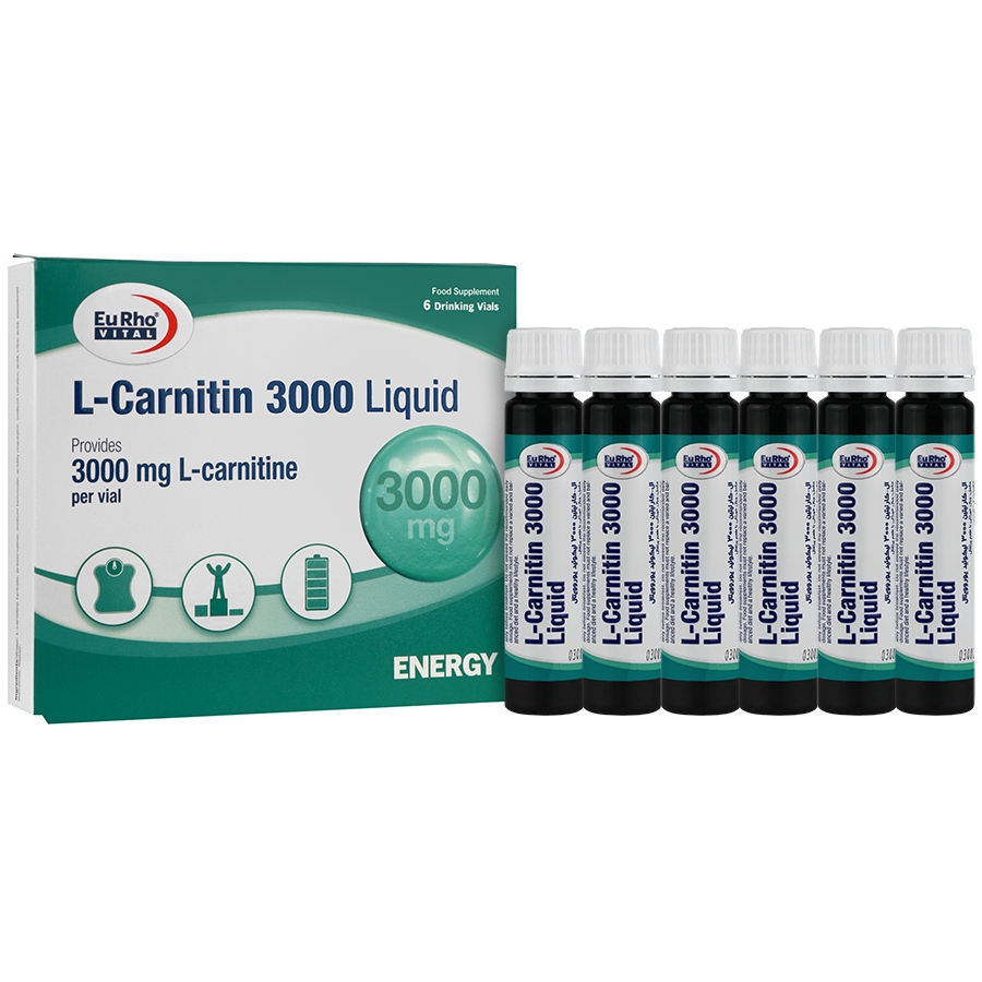 ویال خوراکی ال کارنیتین 3000 میلی گرم یوروویتال 6 عددی