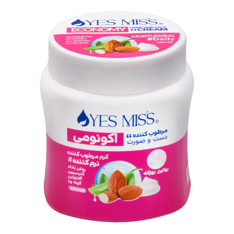 کرم مرطوب و نرم کننده دست صورت یس میس حاوی روغن بادام و آلوئورا 250میلی لیتر
