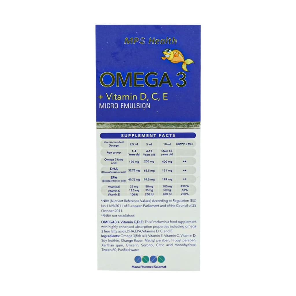 شربت امگا 3 ميکرو امولسيون مانا فارمد سلامت با طعم پرتقال 120 ميل