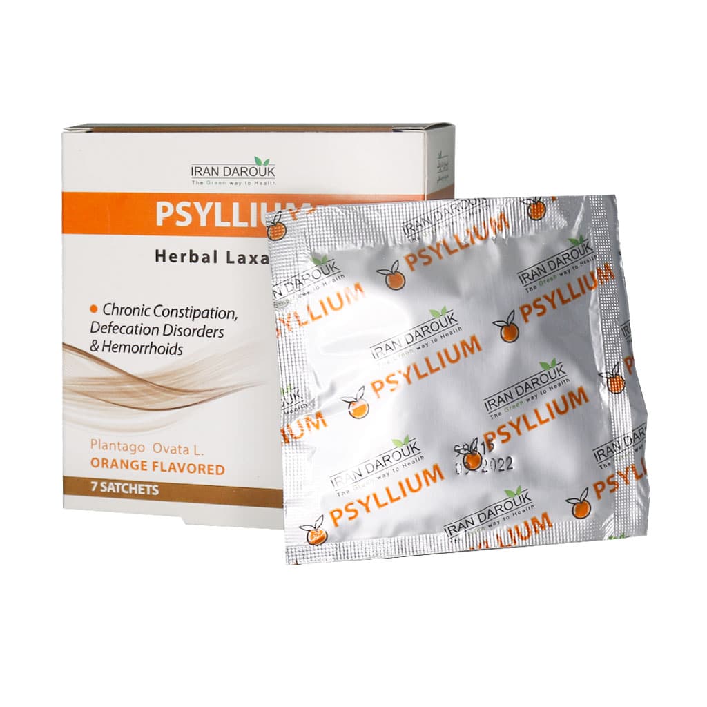پودر دانه اسفرزه پسیلیوم ایران داروک طعم پرتقالی ساشه 7 عددی