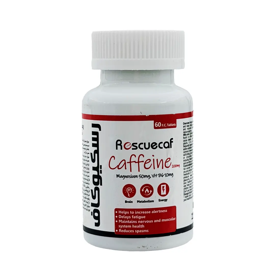 قرص کافئین 200 میلی گرم رسکيوکاف 60 عددی