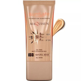 کرم ضد آفتاب  SPF50 کرم پودری و پرایمری فاقد چربی سان سیف  بژ رز گلد40 میلی لیتر