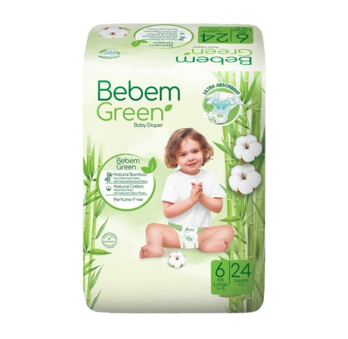 پوشک بچه ببم سبز سايز 6 بسته 24 عددي
