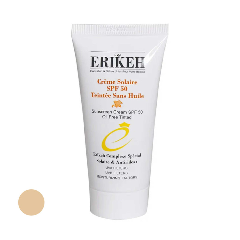 کرم ضد آفتاب رنگی SPF50 اریکه مناسب پوست های چرب 50 میلی لیتر